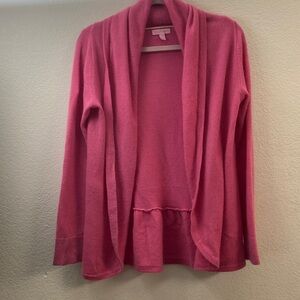 Lilly Pulitzer Pink 100% cashmere open Cardigan flair out feminine fairy m